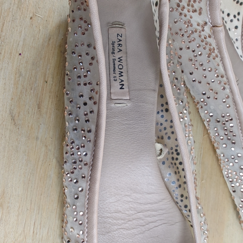 ZARA WOMEN SPRING/ SUMMER SHINY MESH BALLET FLATS WITH BOW WOMEN SIZE - Picture 10 of 12